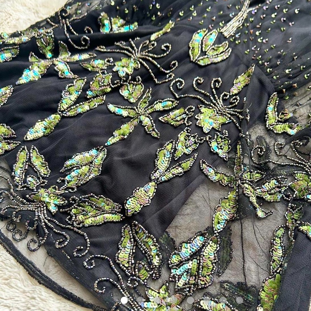 ❌SOLD❌ VTG Marine Iridescent Beaded Mesh Top